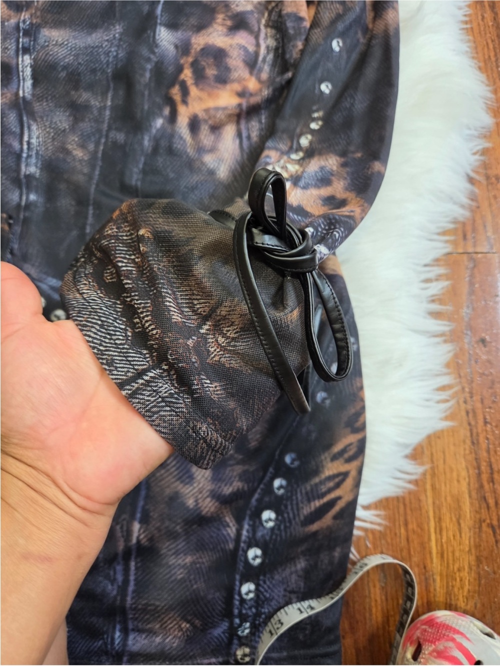 MURCI Black and Brown Leopard Print Long Sleeve Mini Dress - Picture 4 of 6